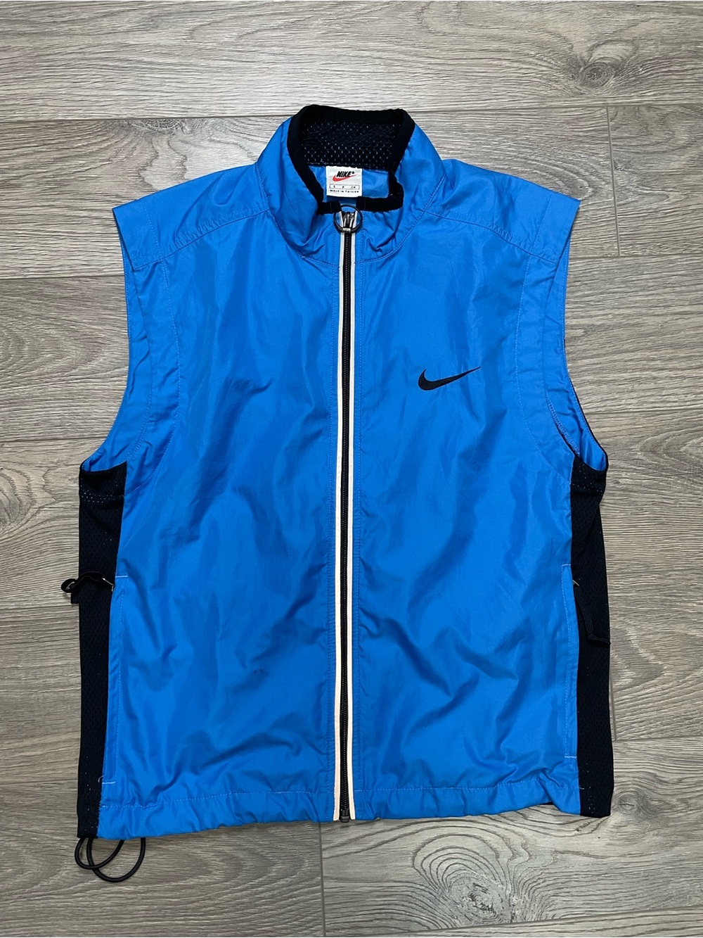 Vintage Nike Running‎ Vest Blue Black Mesh Zip Up Gorpcore Sleeveless S